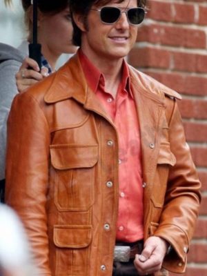 Tom Cruise American Made Barry Seal Brown Leather Jacket Coat