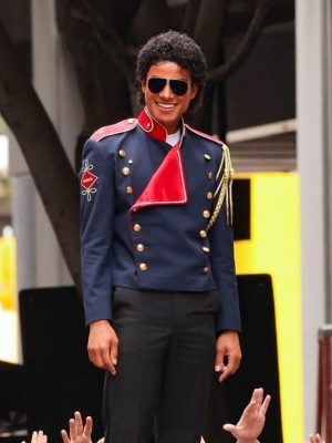 Jaafar Jackson Michael 2025 Blue Military Jacket
