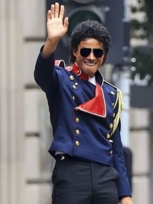 Jaafar Jackson Michael 2025 Blue Military Jacket