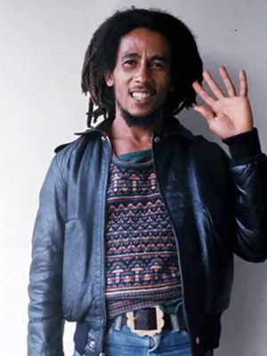 Jamaican Singer And Guitarist Bob Marley Black Leather Jacket