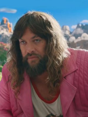 A Minecraft 2025 Jason Momoa Pink Fringe Leather Jacket