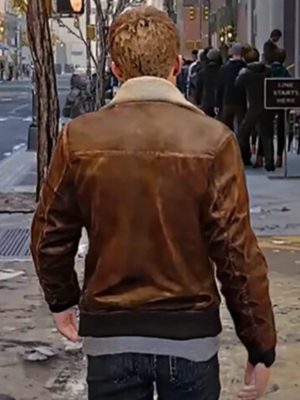 Marvel Spider-Man 2 Peter Parker Brown Leather Shearling Jacket