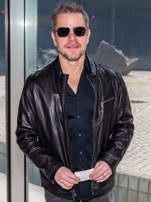 Matt Damon Black Leather Jacket