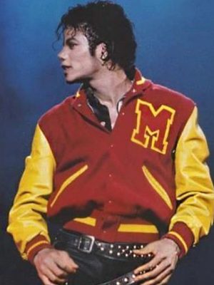 Michael Jackson M Logo Thriller Red Varsity Jacket