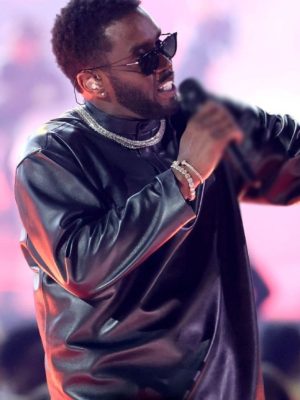 Sean Diddy Billboard Music Awards 2022 Black Leather Jacket