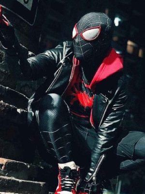Spider-Man Across The Spider-Verse Miles Morales Black Leather Jacket