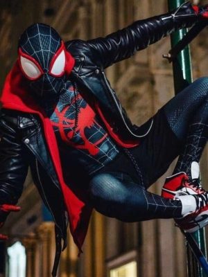 Spider-Man Across The Spider-Verse Miles Morales Black Leather Jacket