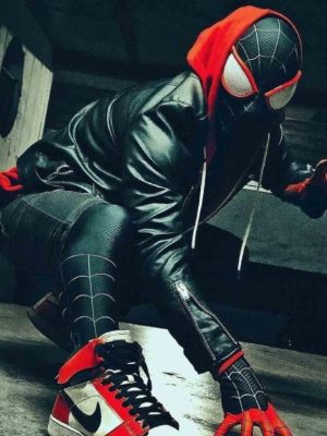 Spider-Man Across The Spider-Verse Miles Morales Black Leather Jacket