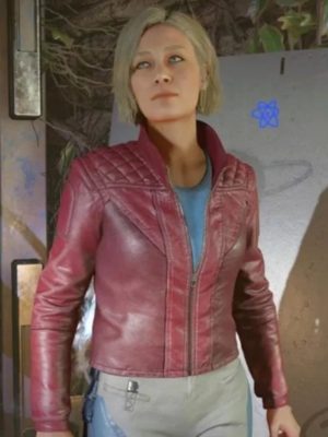 Video Game Starfield Sarah Morgan Maroon Quilted Leather Jacket