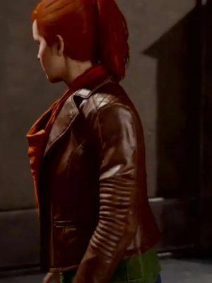 Video Game Spider-Man PS4 Mary Jane Watson Brown Leather Jacket