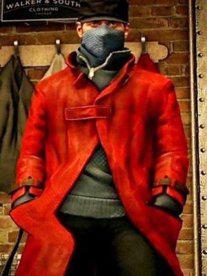 Watch Dogs Aiden Pearce Red Leather Trench Coat