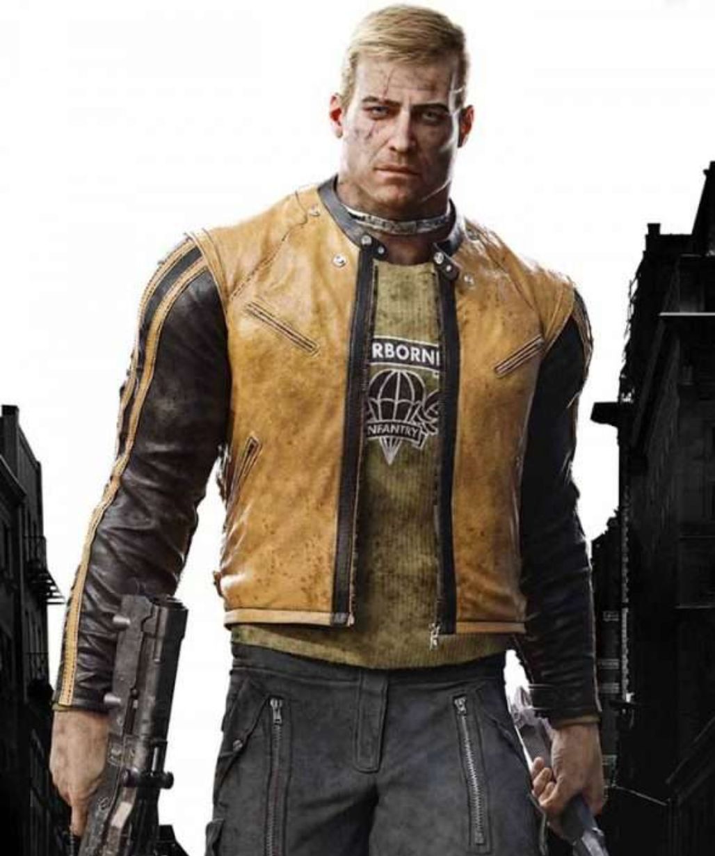 Wolfenstein New Colossus BJ Blazkowicz Brown Leather Jacket