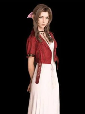 Aerith Gainsborough Final Fantasy 7 Remake Red Leather Jacket