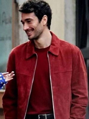 Emily In Paris S04 Marcello Red Suede Leather Jacket