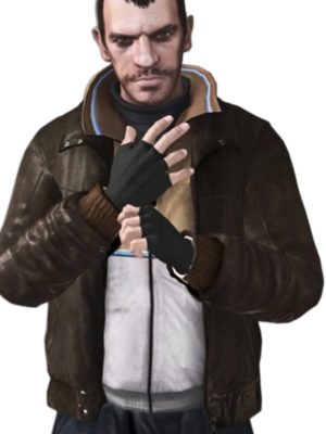 GTA Grand Theft Auto 6 Nico Bellic Brown Leather Jacket Costume