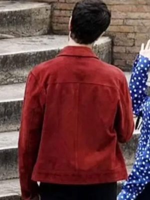 Emily In Paris S04 Marcello Red Suede Leather Jacket