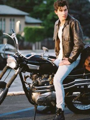 Shawn Mendes Senorita Brown Leather Bomber Jacket