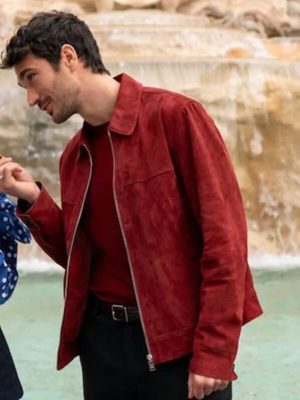 Emily In Paris S04 Marcello Red Suede Leather Jacket