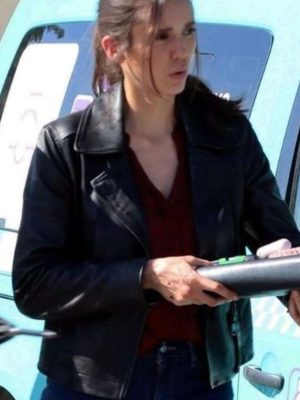 Kate The Bricklayer 2024 Nina Dobrev Black Leather Jacket
