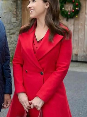 Lacey Chabert A Merry Scottish Christmas 2023 Lindsay Red Wool Coat