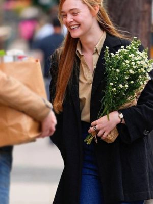 Sylvie Russo A Complete Unknown Elle Fanning Black Wool Coat