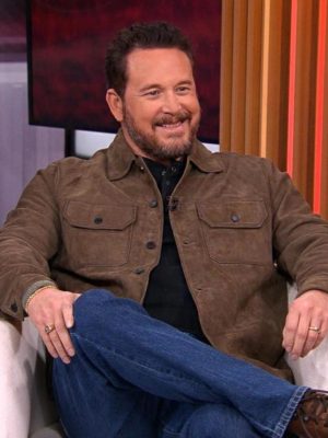 CBS Morning Yellowstone RIP Wheeler Cole Hauser Brown Suede Leather Jacket