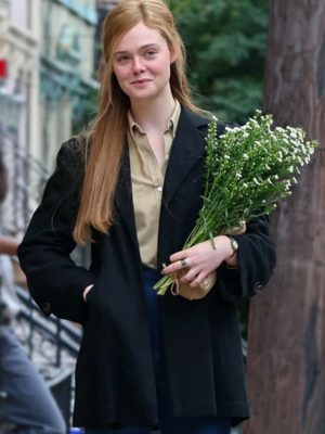 Sylvie Russo A Complete Unknown Elle Fanning Black Wool Coat