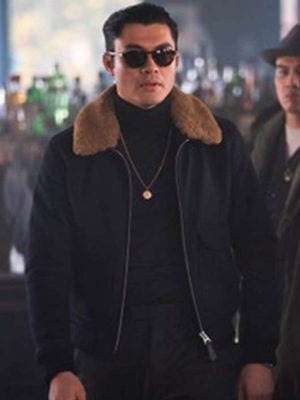 Dry Eye The Gentlemen Henry Golding Black Suede Leather Shearling Jacket