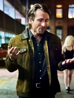 Glen Powell Hit Man 2024 Gary Johnson Green Suede Leather Jacket