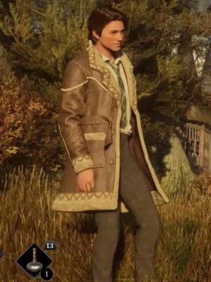 Hogwarts Legacy Brown Leather Shearling Coat