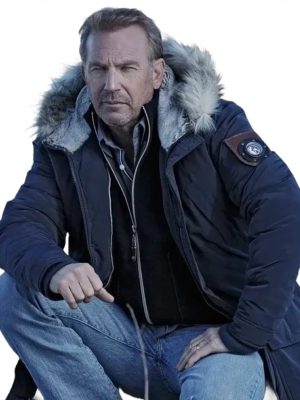 Kevin Costner Yellowstone S05 John Dutton Blue Cotton Fur Hooded Parka Jacket
