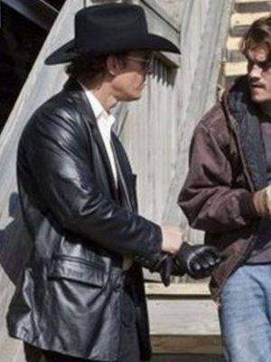 Matthew McConaughey Killer Joe Cooper Black Leather Jacket Blazer