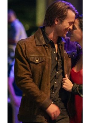Glen Powell Hit Man 2024 Gary Johnson Green Suede Leather Jacket