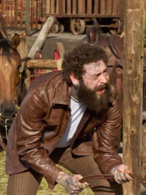 American Rapper Post Malone Brown Leather Coat Jacket