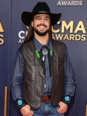 American Singer & Song Writer CMA Awards 2024 Black Leather Vest