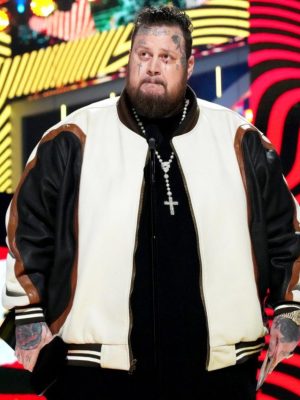 American Rapper Jelly Roll CMT Awards 2024 Black & White Leather Bomber Jacket
