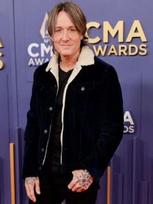 American Singer Keith Urban 58th Annual CMA Awards 2024 Black Velvet Jacket
