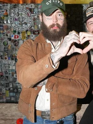 Post Malone Brown Suede Leather Jacket
