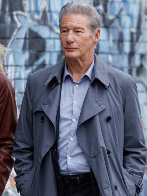 Richard Gere Longing 2024 Gray Cotton Trench Coat