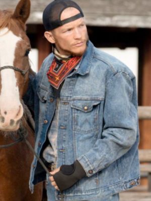 Jefferson White Yellowstone Jimmy Hurdstrom Blue Denim Jacket