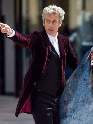 12th Doctor Who Peter Capaldi Maroon Velvet Coat
