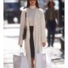Anne Hathaway She Came To Me 2023 Patricia Off White Wool Trench Coat