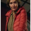 Angelica Muldoon Bad Sisters S02 Fiona Shaw Red Puffer Hooded Jacket