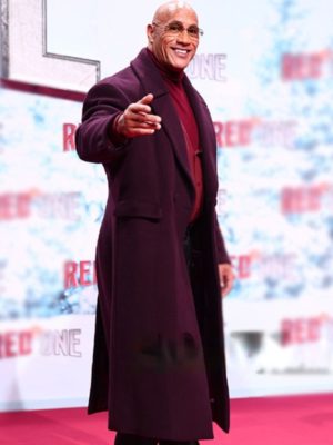 Dwayne Johnson Red One 2024 Movie Premiere Burgundy Wool Coat