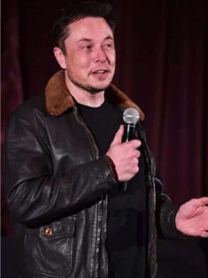 Elon Musk Brown Shearling Leather Jacket