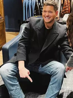 Michael Buble The Voice 26 May Be This Christmas Black Wool Peacoat