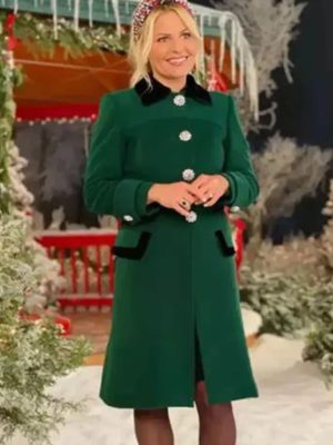 Candace Cameron Bure Christmas Green Wool Coat