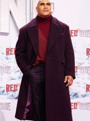 Dwayne Johnson Red One 2024 Movie Premiere Burgundy Wool Coat