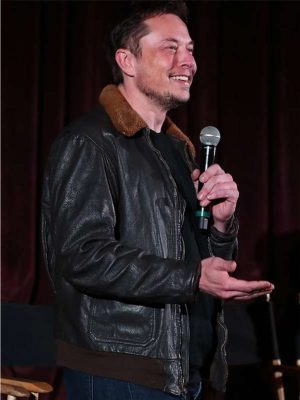 Elon Musk Brown Shearling Leather Jacket