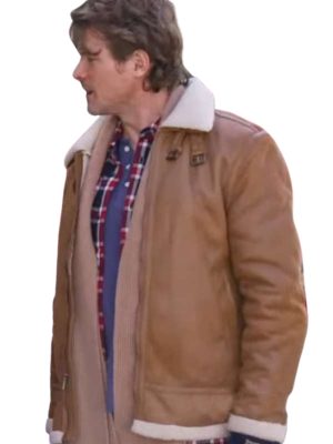 John Reardon Believe In Christmas 2024 Ethan Crane Brown Leather Shearing Jacket